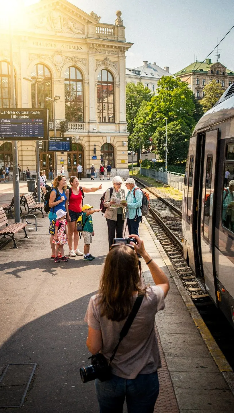 Lietuvos regionų traukinių bilietų ir maršrutų informacijos kioskas geležinkelio stotyje.